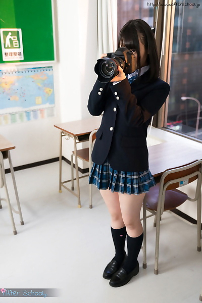 Japanese schoolgirl puts..
